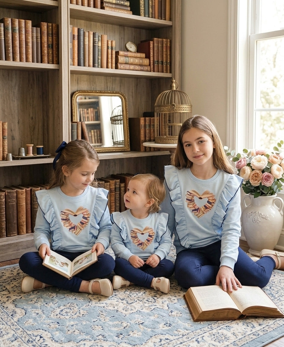Conjunto Infantil Azul Love for Books | Sudadera y Legging | Sonajero Kids