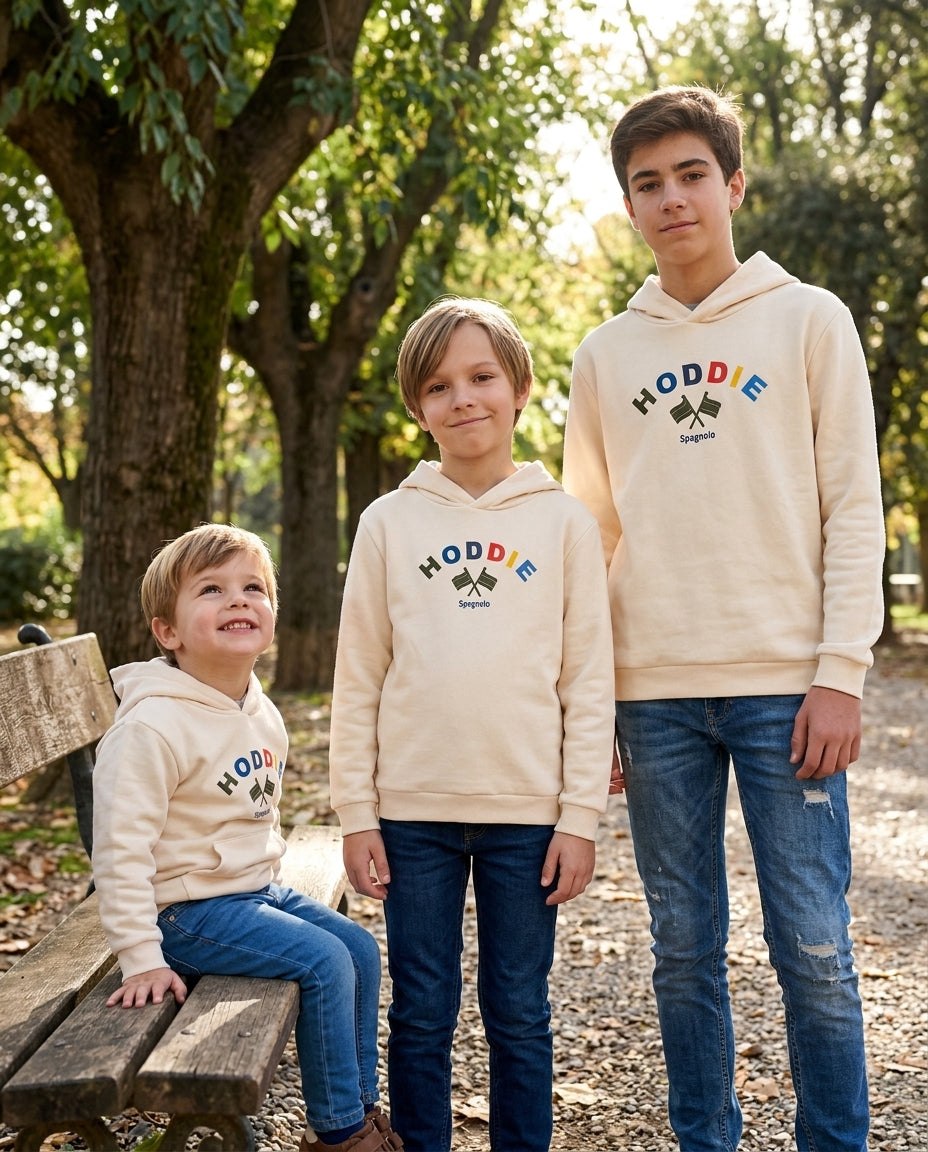 Sudadera Infantil Beis con Capucha Spagnolo | Moda Infantil