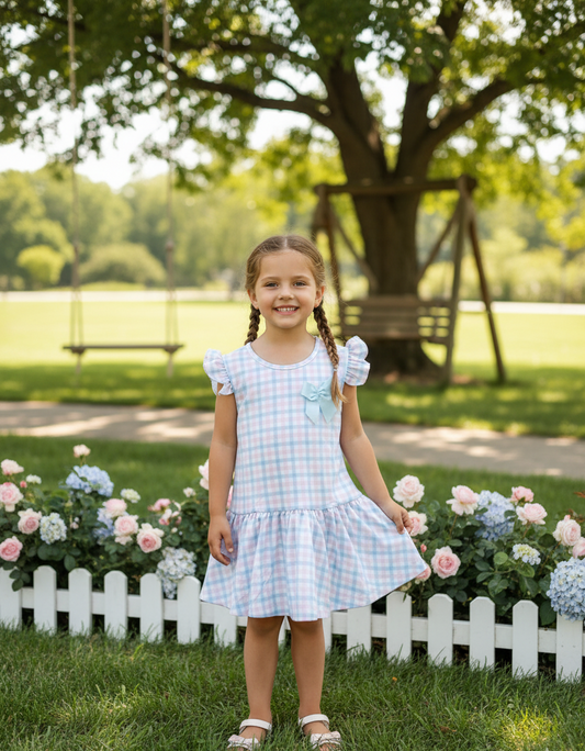 Vestido Cuadros Rosa Turquesa
