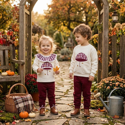 onjunto Otoñal de Sudadera y Pantalón Burdeos para Niño | Sonajero Kids