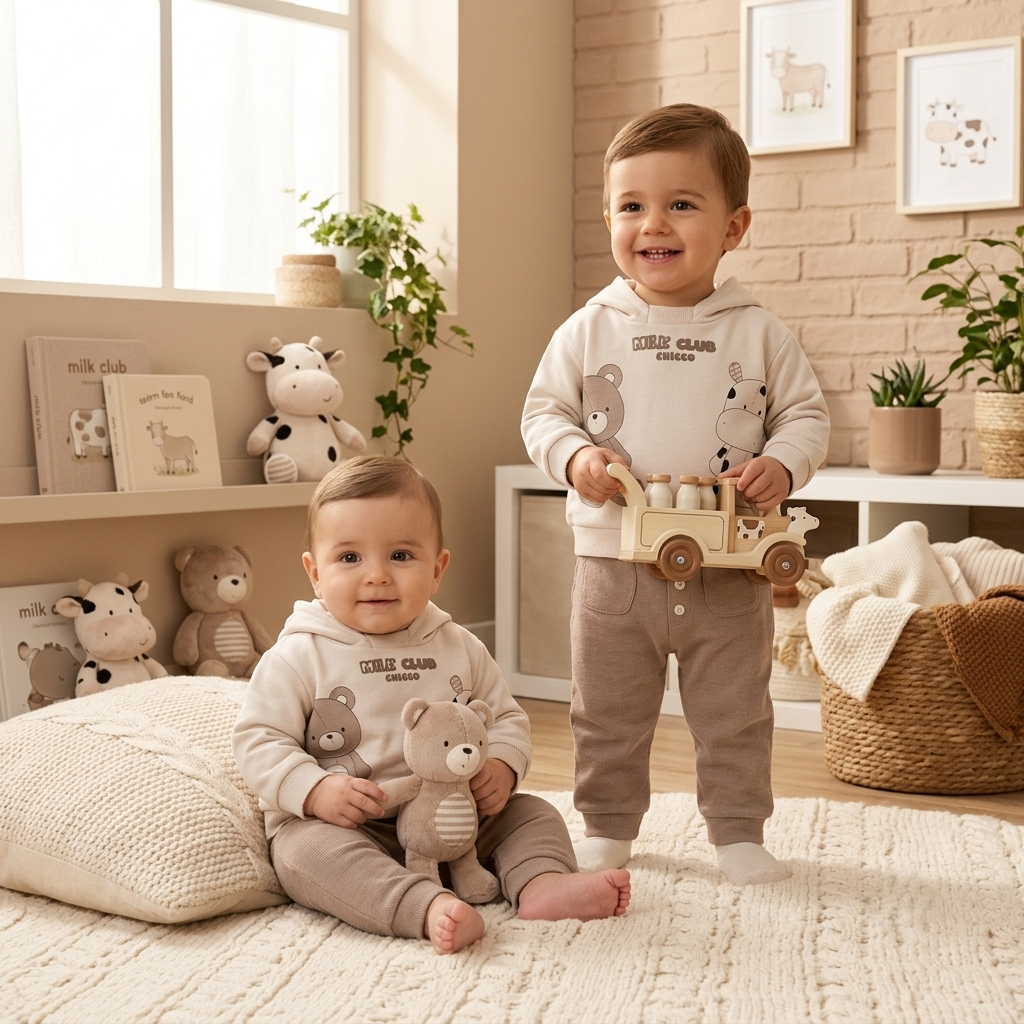 Conjunto Bebé Sudadera Capucha y Pantalón "Milk Club" | Chicco | Sonjero Kids