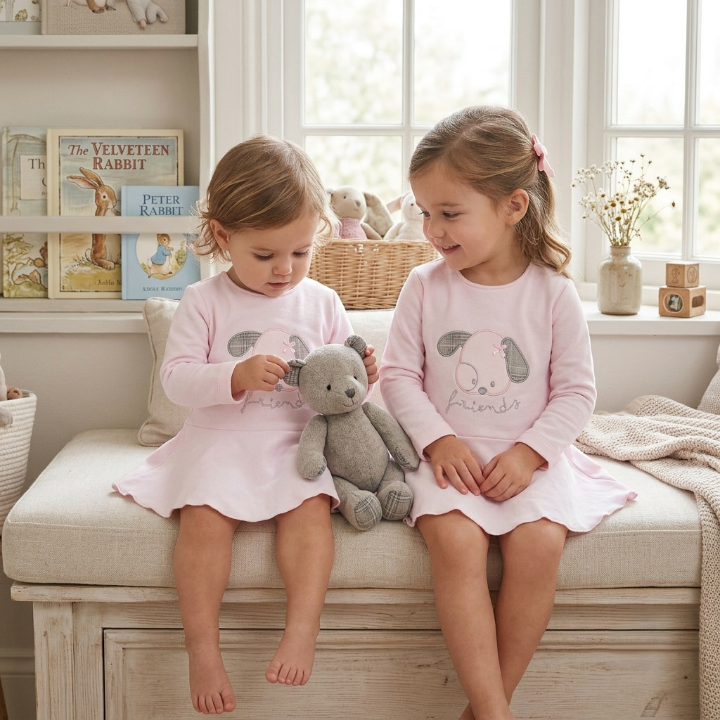 Vestido Infantil Rosa Friends | Moda Infantil Sonajero Kids