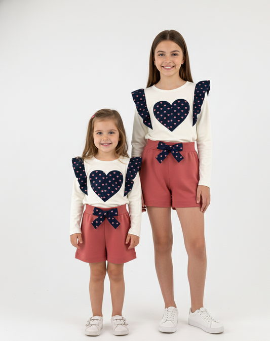 Conjunto Short Osito Corazones