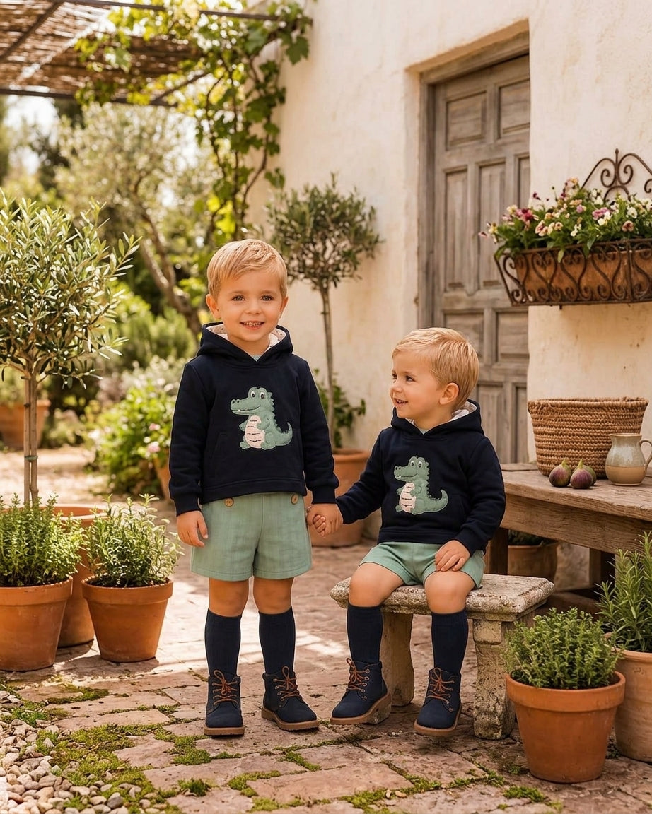 Conjunto Infantil Sudadera Cocodrilo y Pantalón Verde | Moda Infantil | Sonajero Kids