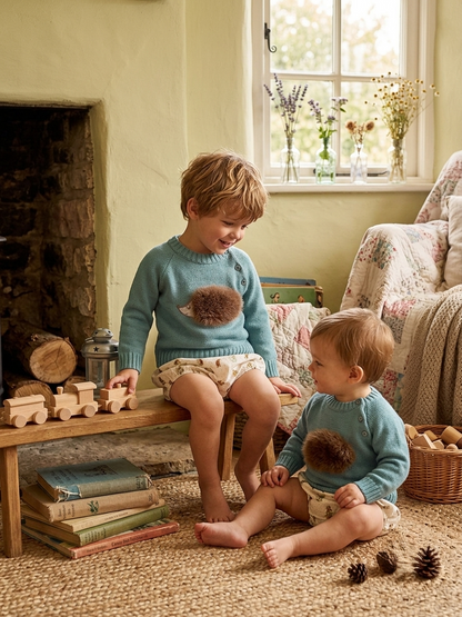 Conjunto Erizo Punto Turquesa y Cubrepañal | Sonajero Kids