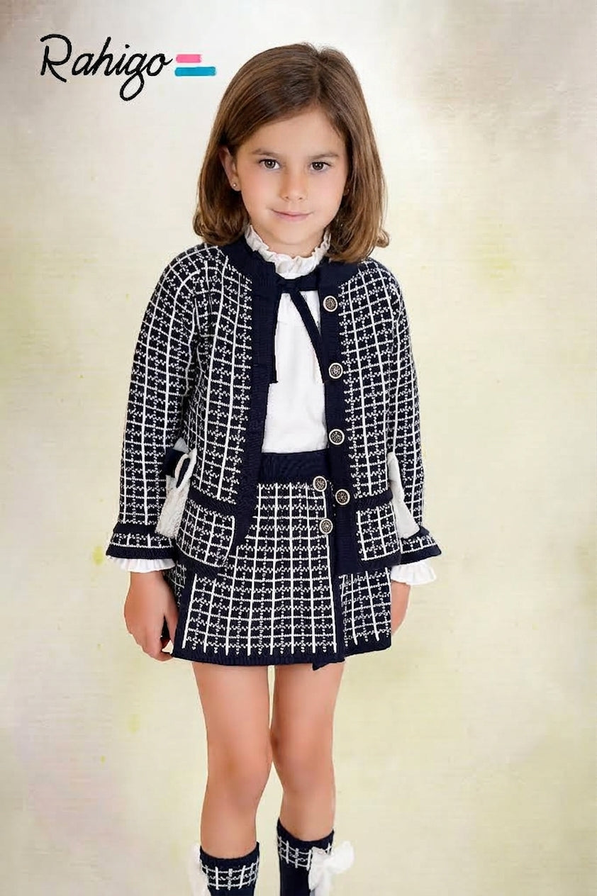 Conjunto Niña 3 Piezas Chaqueta, Falda y Blusa Rahigo | Sonajero Kids