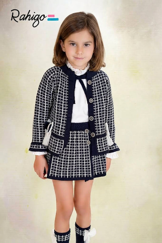 Conjunto Niña 3 Piezas Chaqueta, Falda y Blusa Rahigo | Sonajero Kids