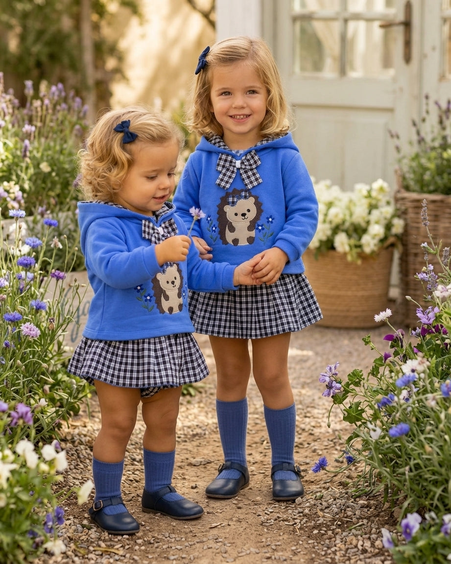 Conjunto Bebé Azul Erizo Vichy | Sonajero Kids