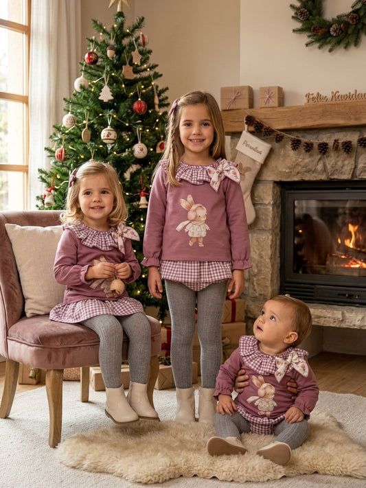 Conjunto Infantil Conejito Navideño con Braguita | Ropa Bebé y Niña | Sonajero Kids