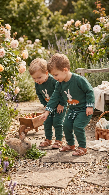 Conjunto Infantil Verde Bosque "Conejito Explorad | Sonajero Kids