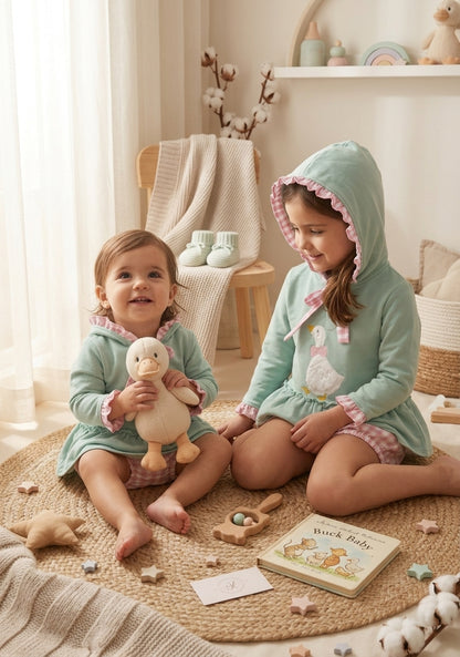 Conjunto Bebe Verde Agua y Vichy Rosa | Moda Infantil | Sonajero Kids