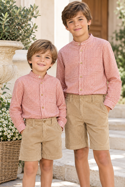 Conjunto Infantil Cuadro Vichy y Pantalón de Pana | Sonajero Kids