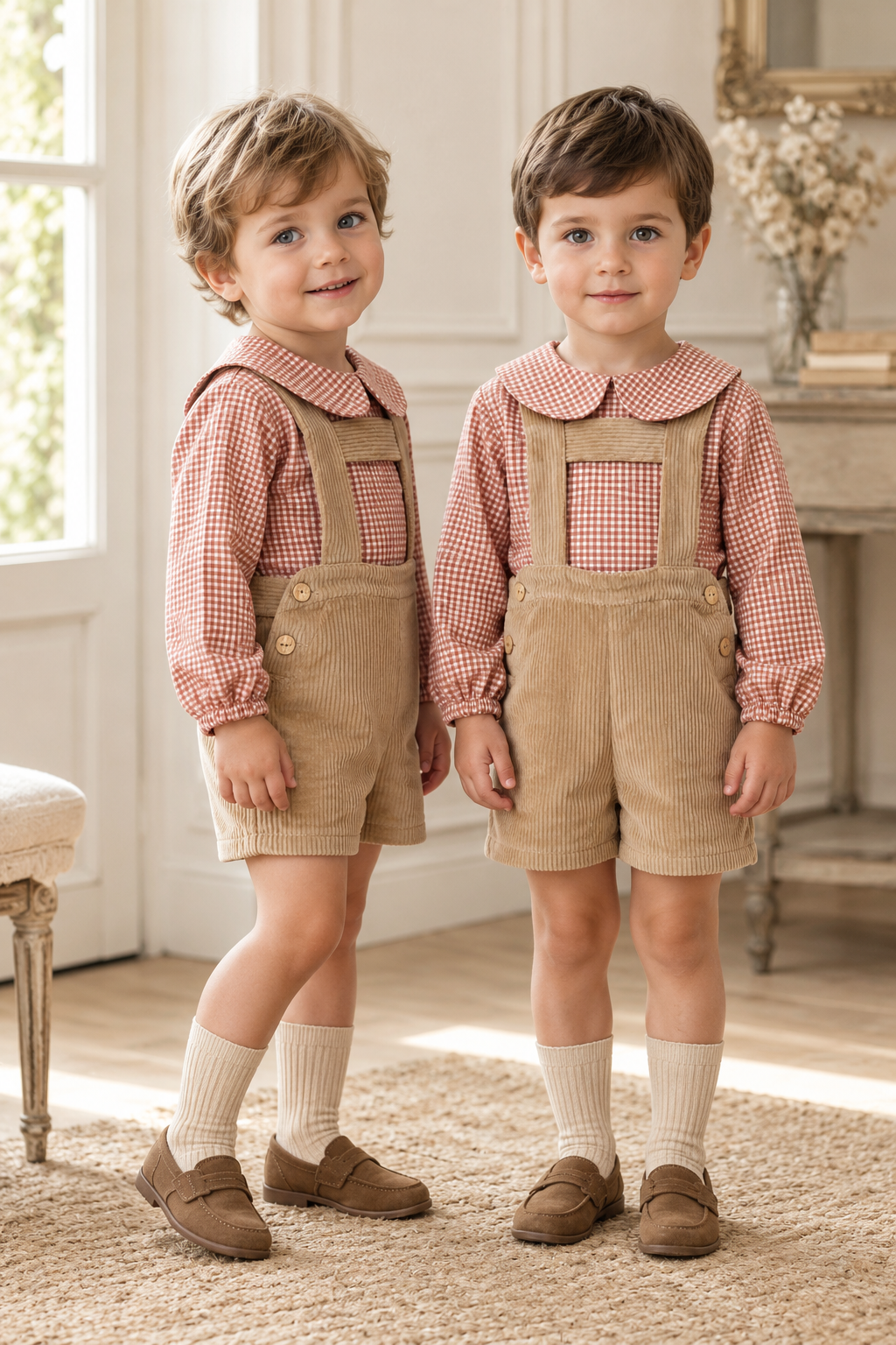 Conjunto Infantil Blusa Vichy y Peto de Pana | Moda Infantil | Sonajero Kids