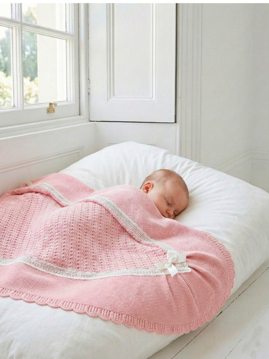 Toquilla de Punto Rosa Palo con Puntilla para Bebé | Sonajero Kids