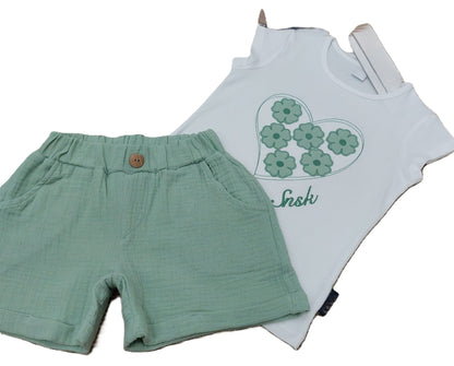 Conjunto Short Verde Flores