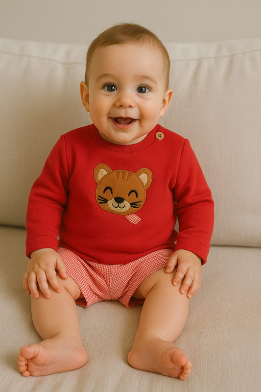 Conjunto Niño Gato Rojo
