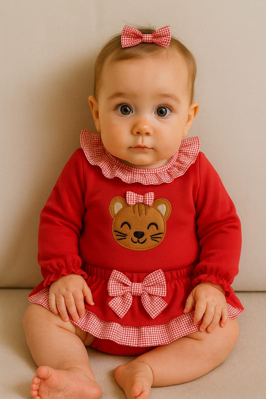 Conjunto Niña Gato Rojo