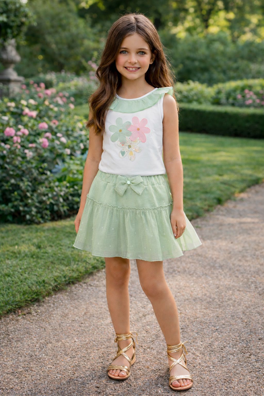 Conjunto Falda Flores De Menta