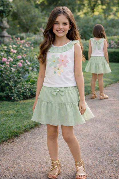 Conjunto Falda Flores De Menta