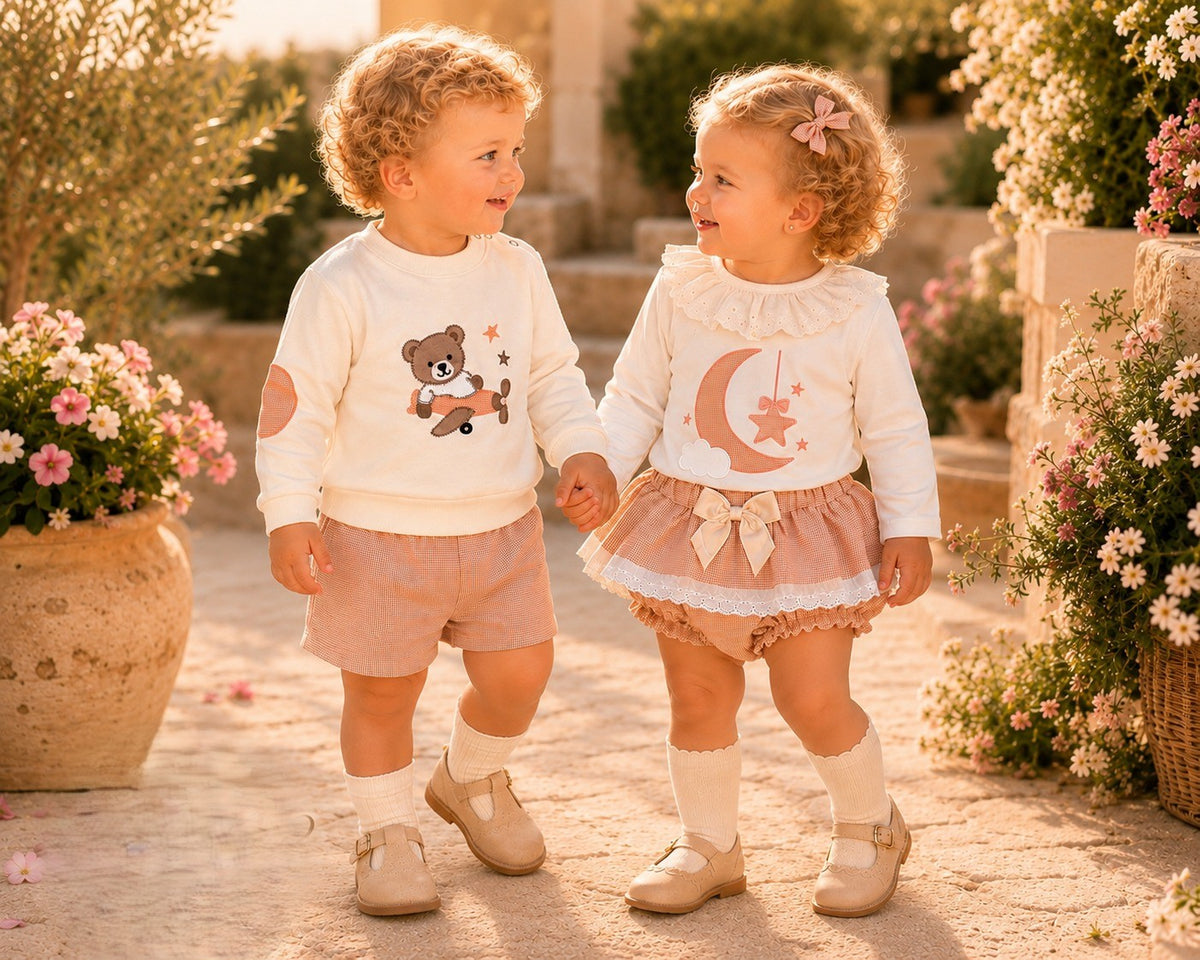 Conjunto Niño Vichy Naranja