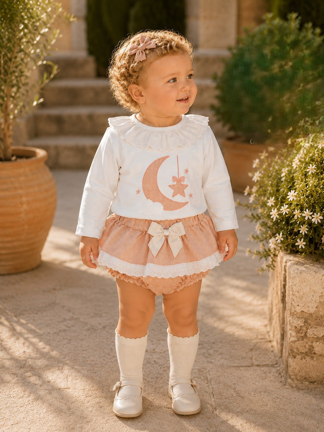 Conjunto Niña Vichy Naranja