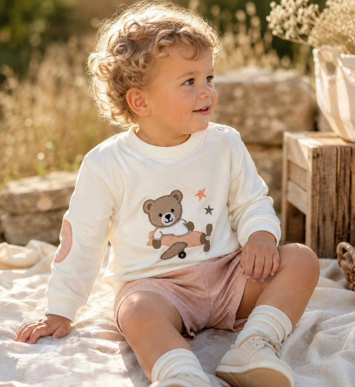 Conjunto Niño Vichy Naranja