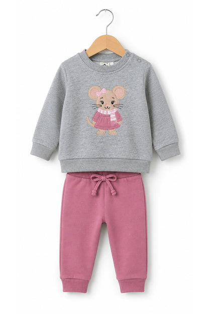 Conjunto Raton Bufanda Rosa