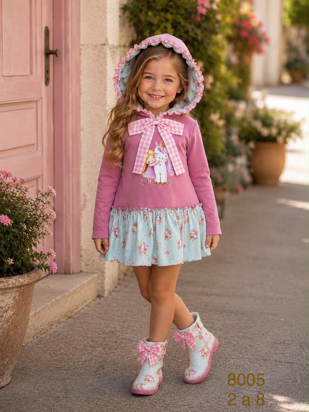 Vestido Infantil de Unicornio con Capucha Rosa | Moda Infantil | Sonajero Kids
