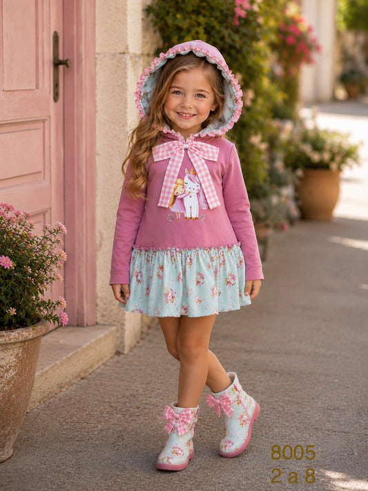 Vestido Infantil de Unicornio con Capucha Rosa | Moda Infantil | Sonajero Kids