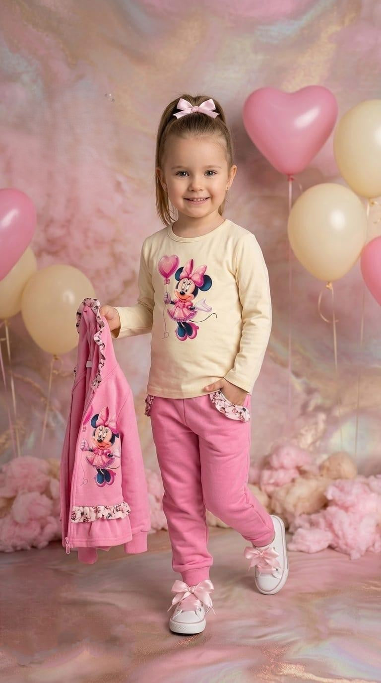 Conjunto Infantil Minnie Mouse Rosa 3 Piezas | Sonajero Kids