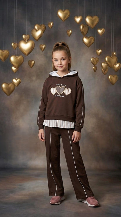 Conjunto Deportivo Marrón Niña "True Love" | Moda Infantil | Sonajero Kids