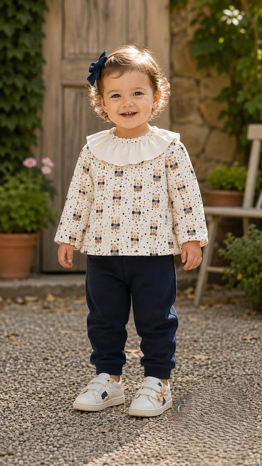 Conjunto Bebé Niña Blusa Ositos y Pantalón | Sonajero Kids