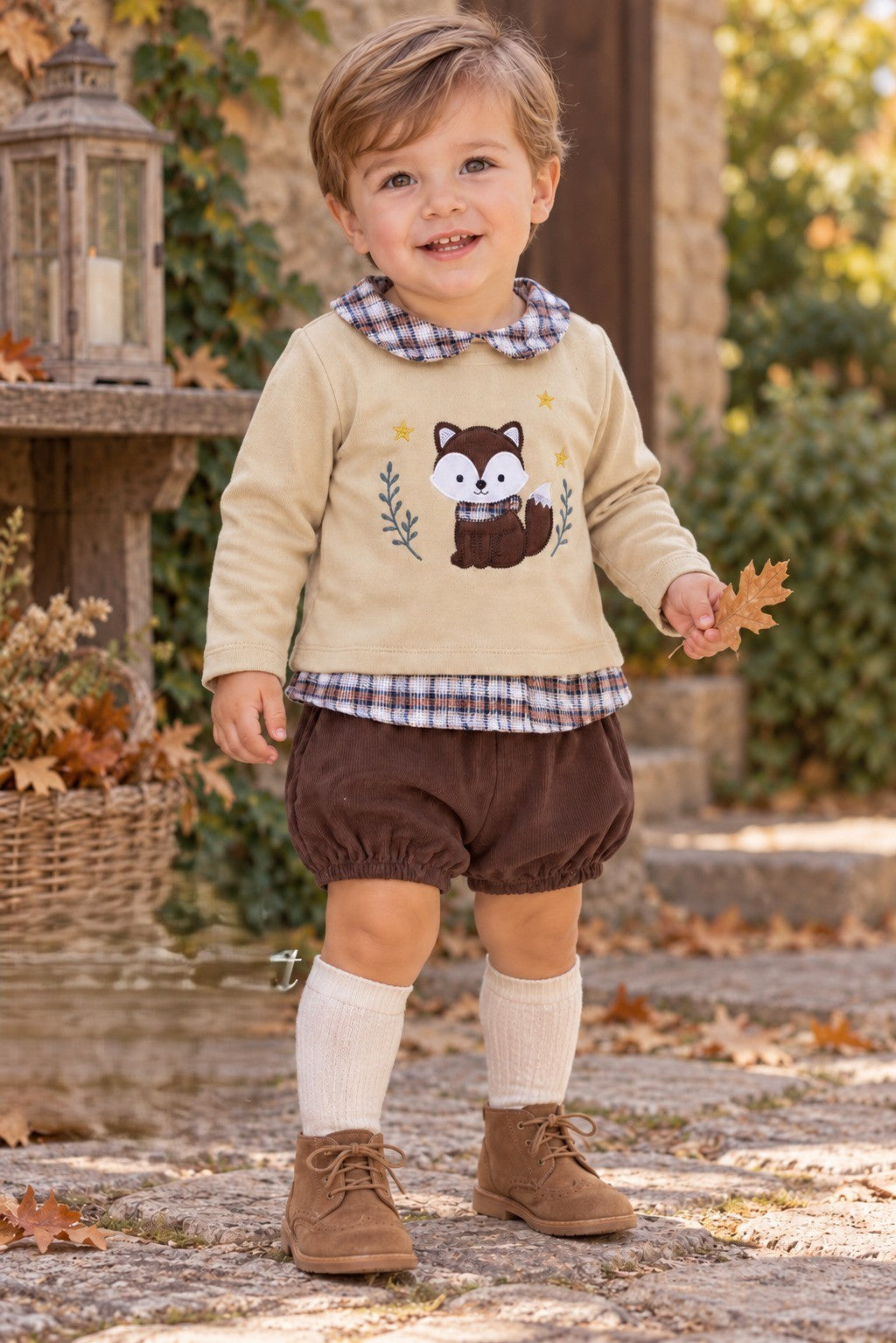 Conjunto Bebé Otoño Zorro y Bombacho Pana | Moda Infantil | Sonajero Kids