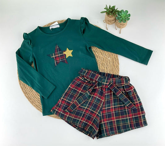 COnjunto Short Estrella Dorada Verde