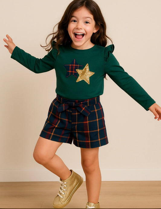 COnjunto Short Estrella Dorada Verde
