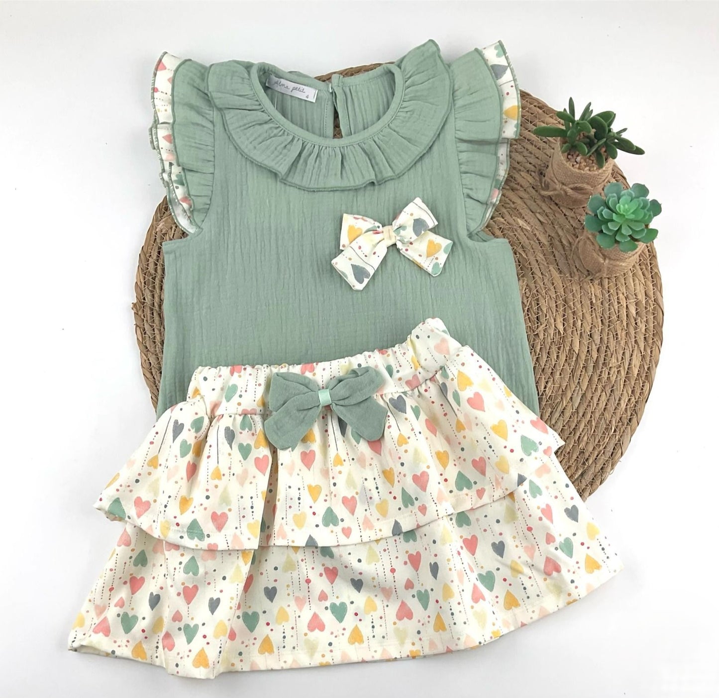 Conjunto Falda Corazon De Menta