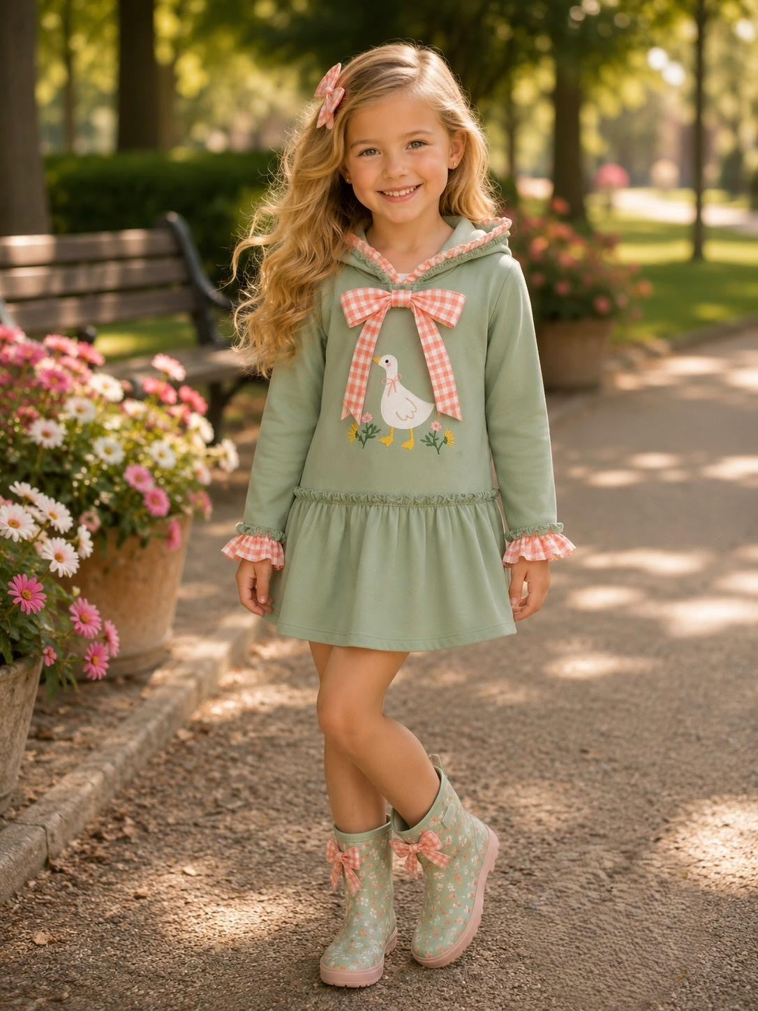 Vestido Infantil Elegante Verde Agua | Moda Infantil Chic | Sonajero Kids