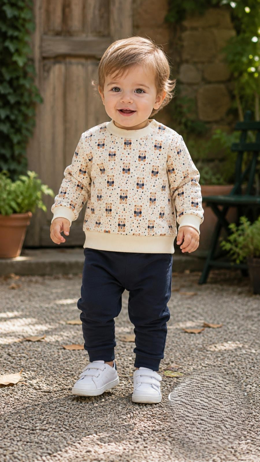 Conjunto Bebé Niño Sudadera Ositos y Pantalón Azul | Sonajero Kids