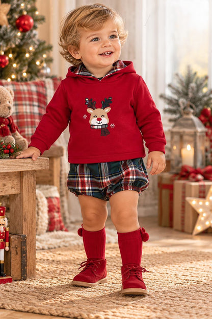 Conjunto Navideño Niño Sudadera y Ranita Reno | Moda Infantil | Sonajero Kids