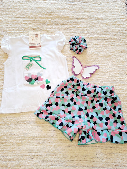 Conjunto Niña Short Corazones